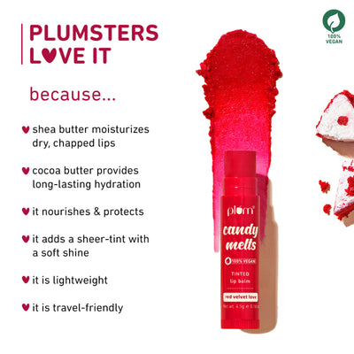 Plum Candy Melts Tinted Lip Balm - Strawberry Sorbet - Red Velvet Love