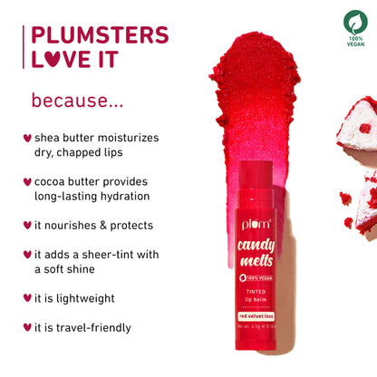 Plum Candy Melts Tinted Lip Balm - Strawberry Sorbet - Red Velvet Love