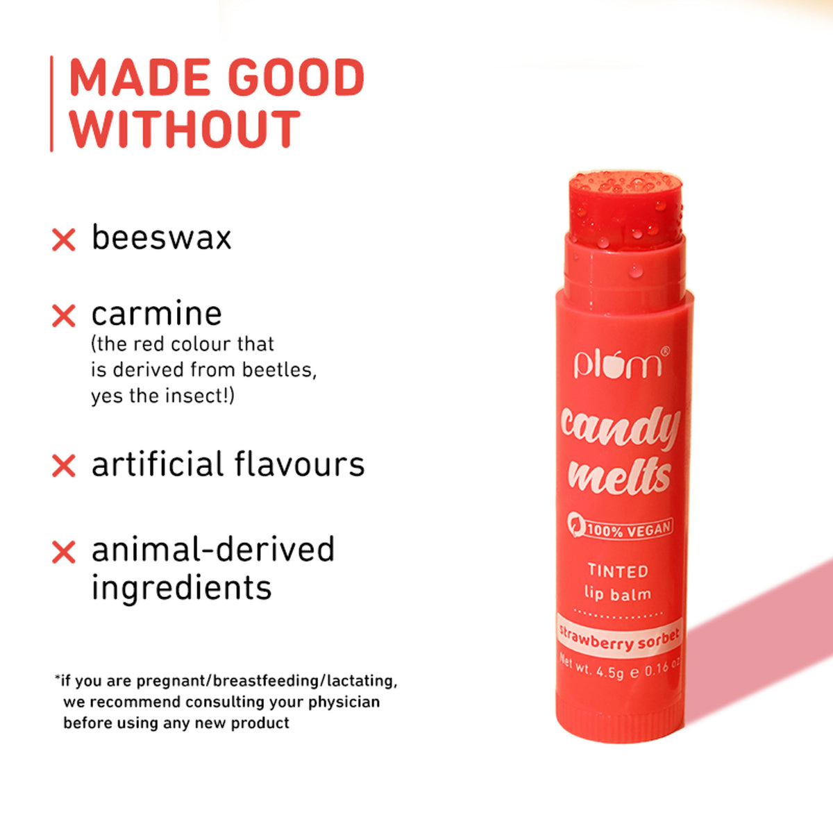 Plum Candy Melts Tinted Lip Balm - Strawberry Sorbet - Strawberry Sorbet Tinted