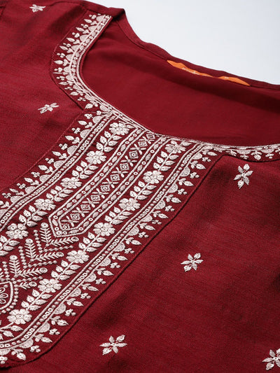 Dhiyona IE Floral Embroidered Sequinned Kurta with Trousers & With Dupatta