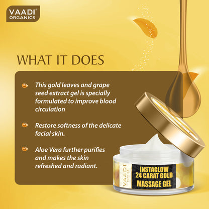 Vaadi Herbals 24 Carat Gold Massage Gel With 24 Carat Gold Dust & Grape Seed Extract