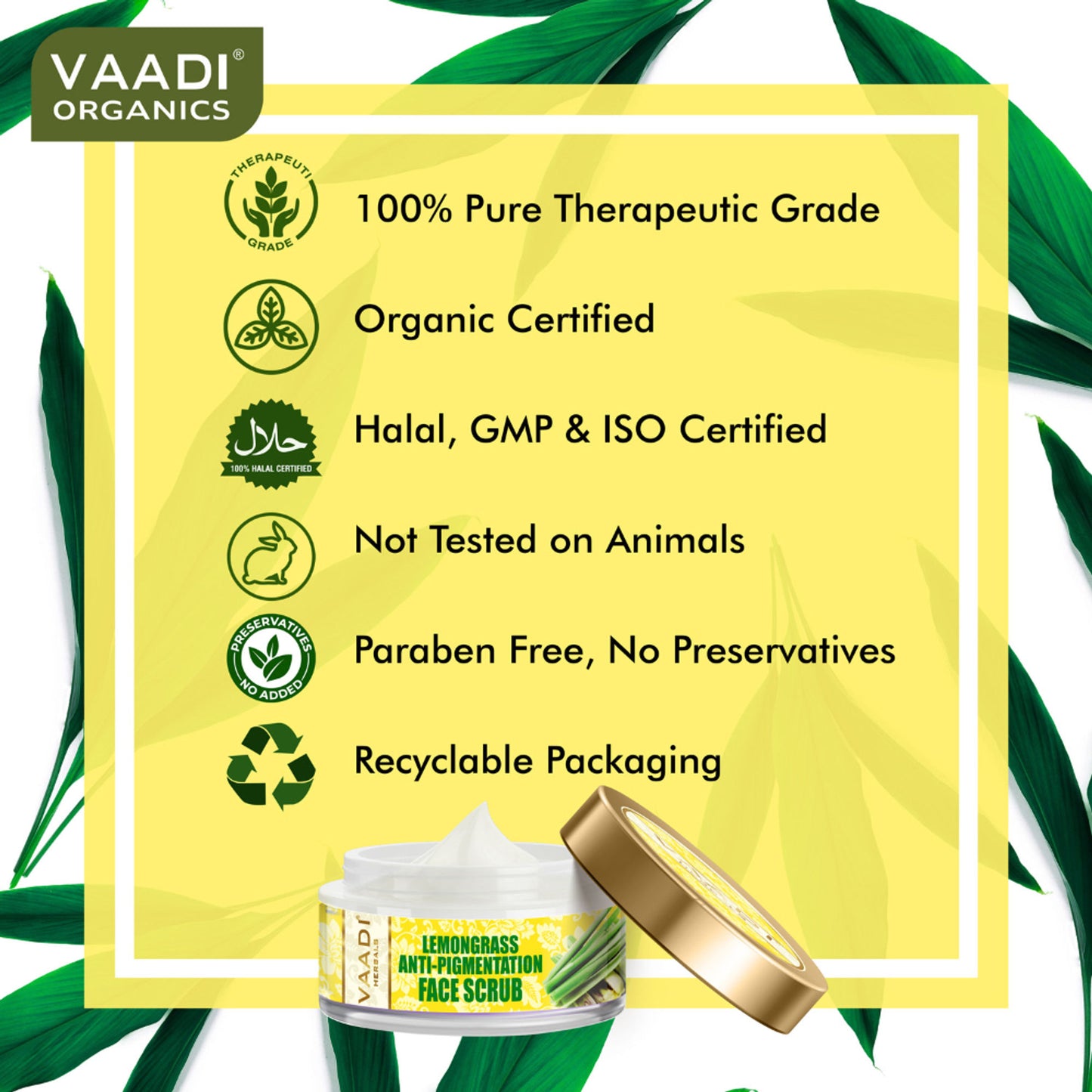 Vaadi Herbals Lemongrass Anti-Pigmentation Face Scrub