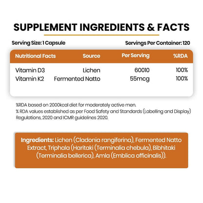 Himalayan Organics Vlado’s Plant Based 600iU Supplement Vitamin D3 + K2