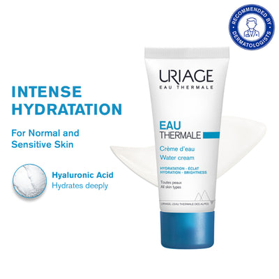 Uriage Eau Thermale Hydrating Light Water Face Cream Hyaluronic Acid 24H Hydration, Glow & Soft Skin