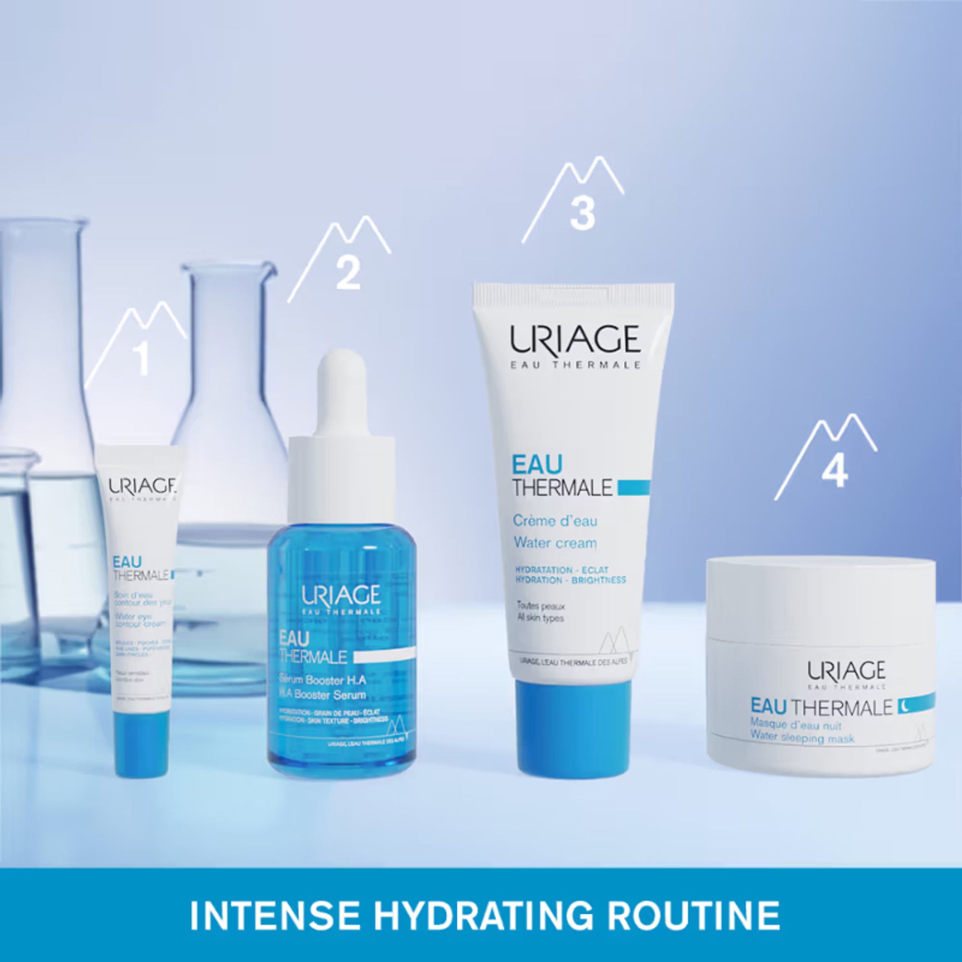 Uriage Eau Thermale Hydrating Light Water Face Cream Hyaluronic Acid 24H Hydration, Glow & Soft Skin