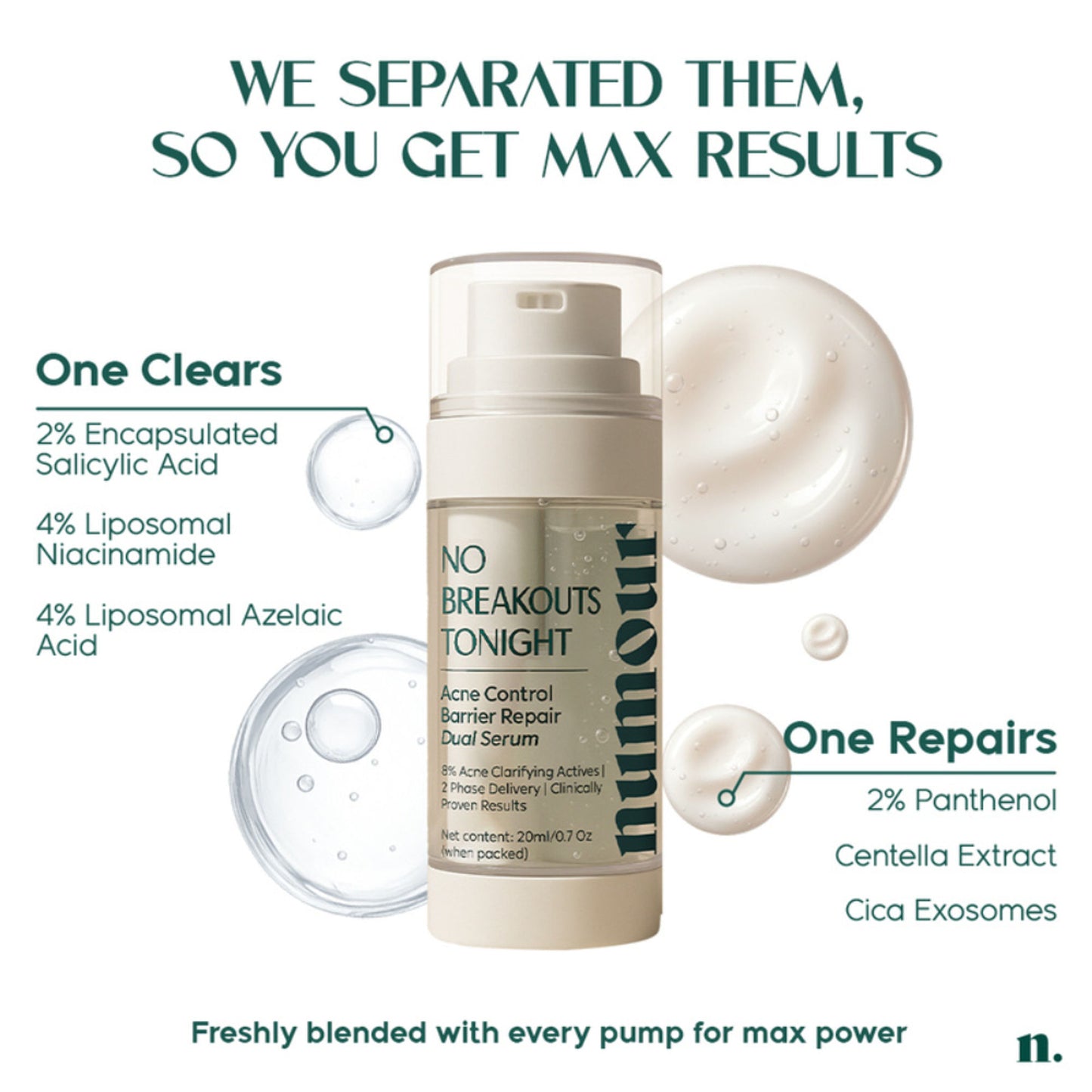 Numour No Breakouts Tonight- Acne Control Dual Serum