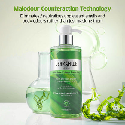 Dermafique Aqua Cloud Hydrating Shower Gel - 24hr Hydration, Hyaluronic Acid & NMF