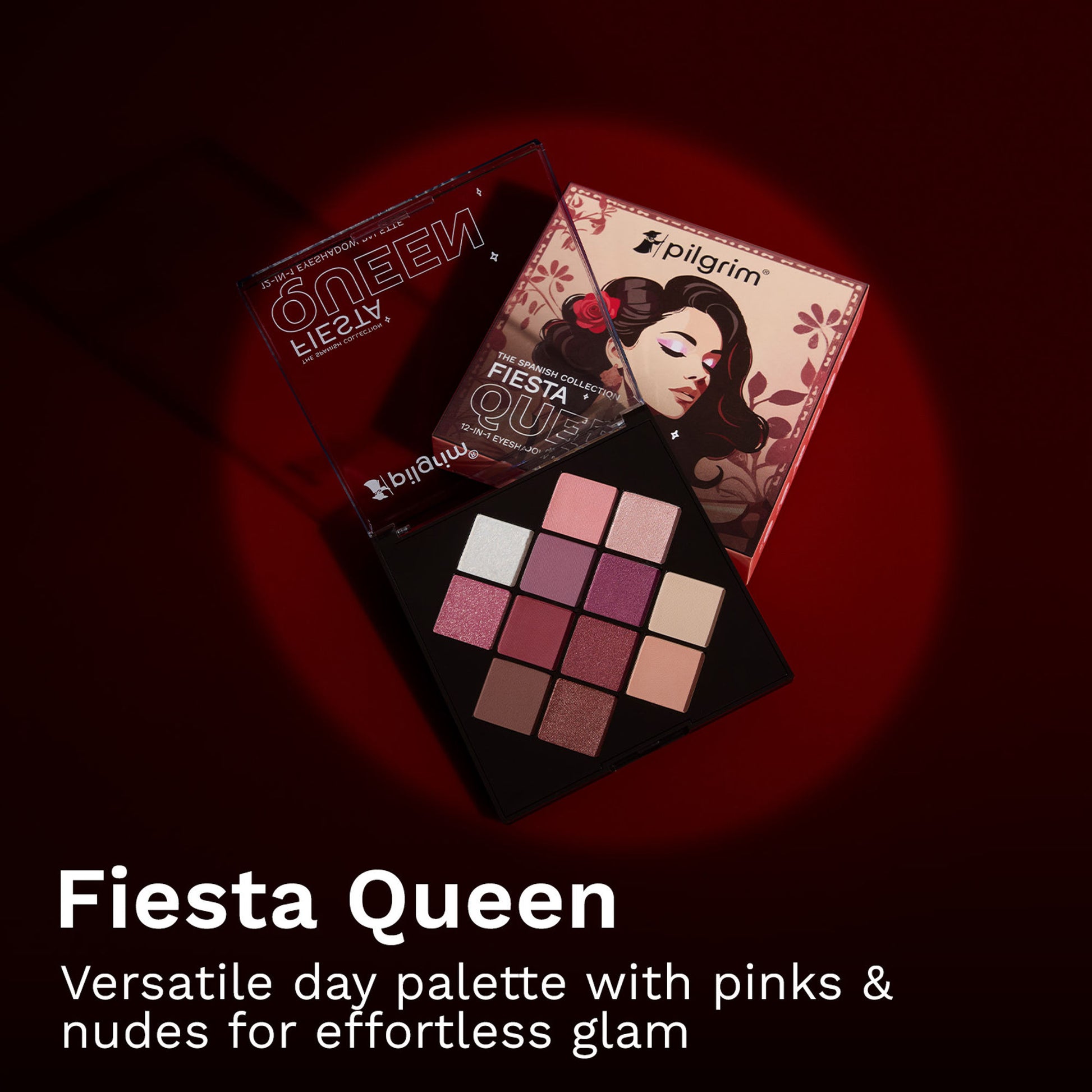 Pilgrim Eyeshadow Fiesta Queen 12-In-1 Highly Pigmented Shades