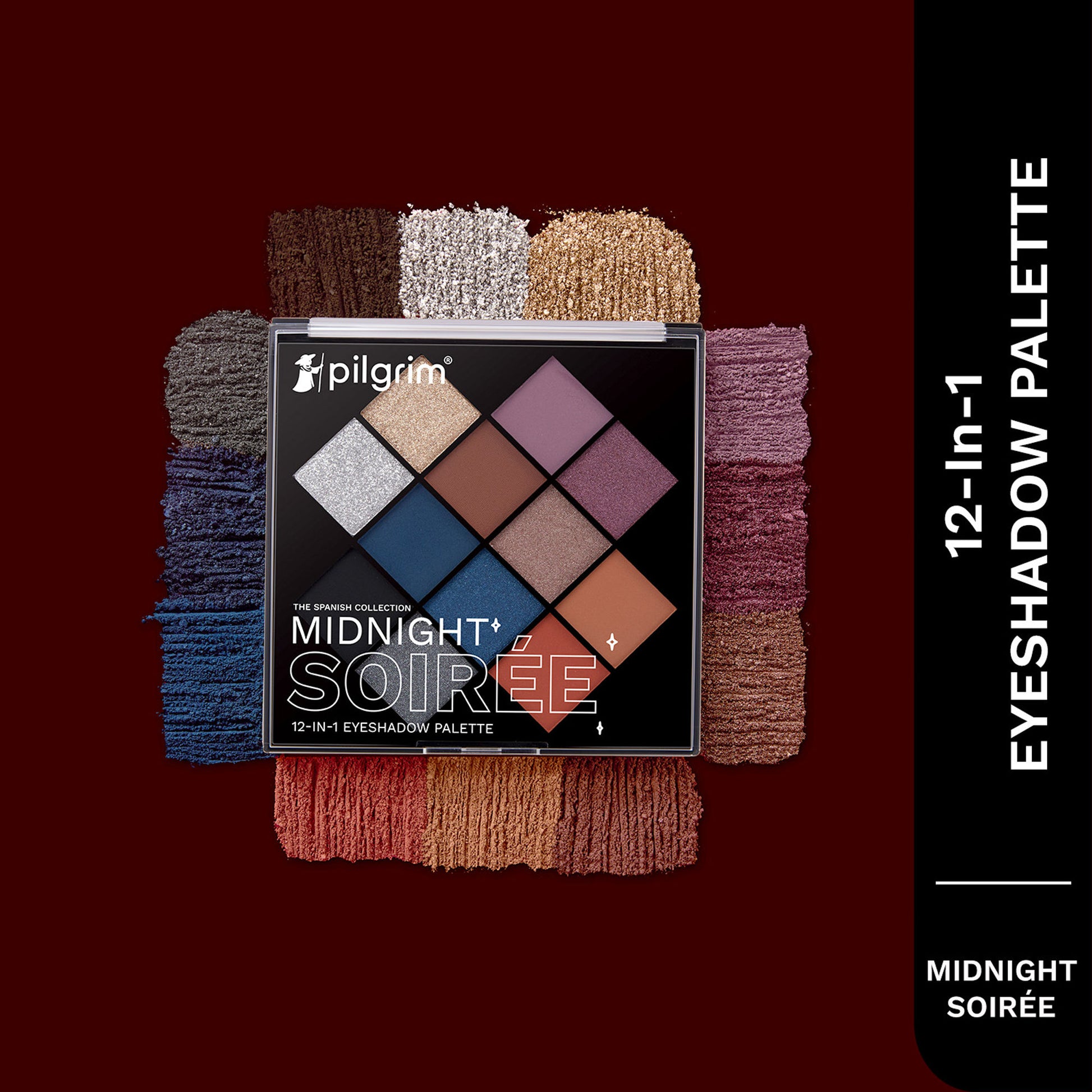 Pilgrim Eyeshadow Midnight Soiree 12-In-1 Highly Pigmented Shades