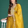 Dhiyona IE Floral Embroidered Thread Work Kurta With Trousers & Dupatta