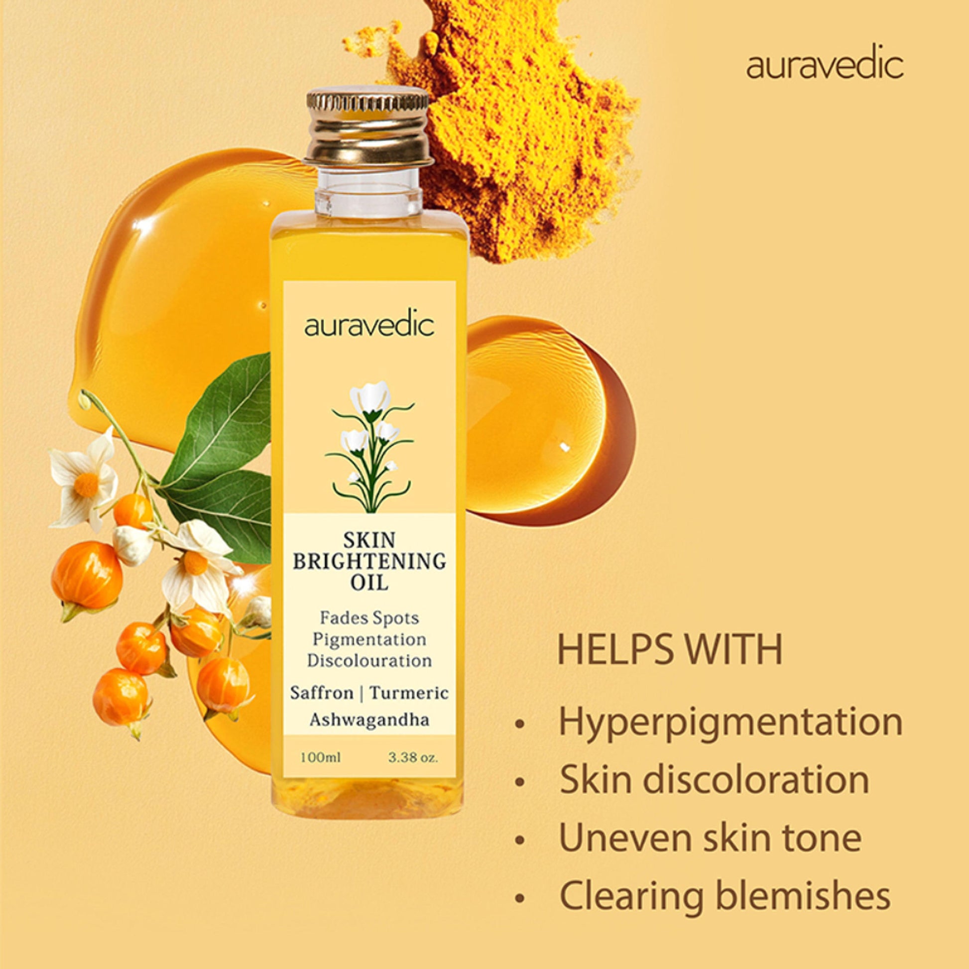 Auravedic Skin Brightening Serum For Pigmentation And Dark Spot Removal Saffron Pigmentation Serum