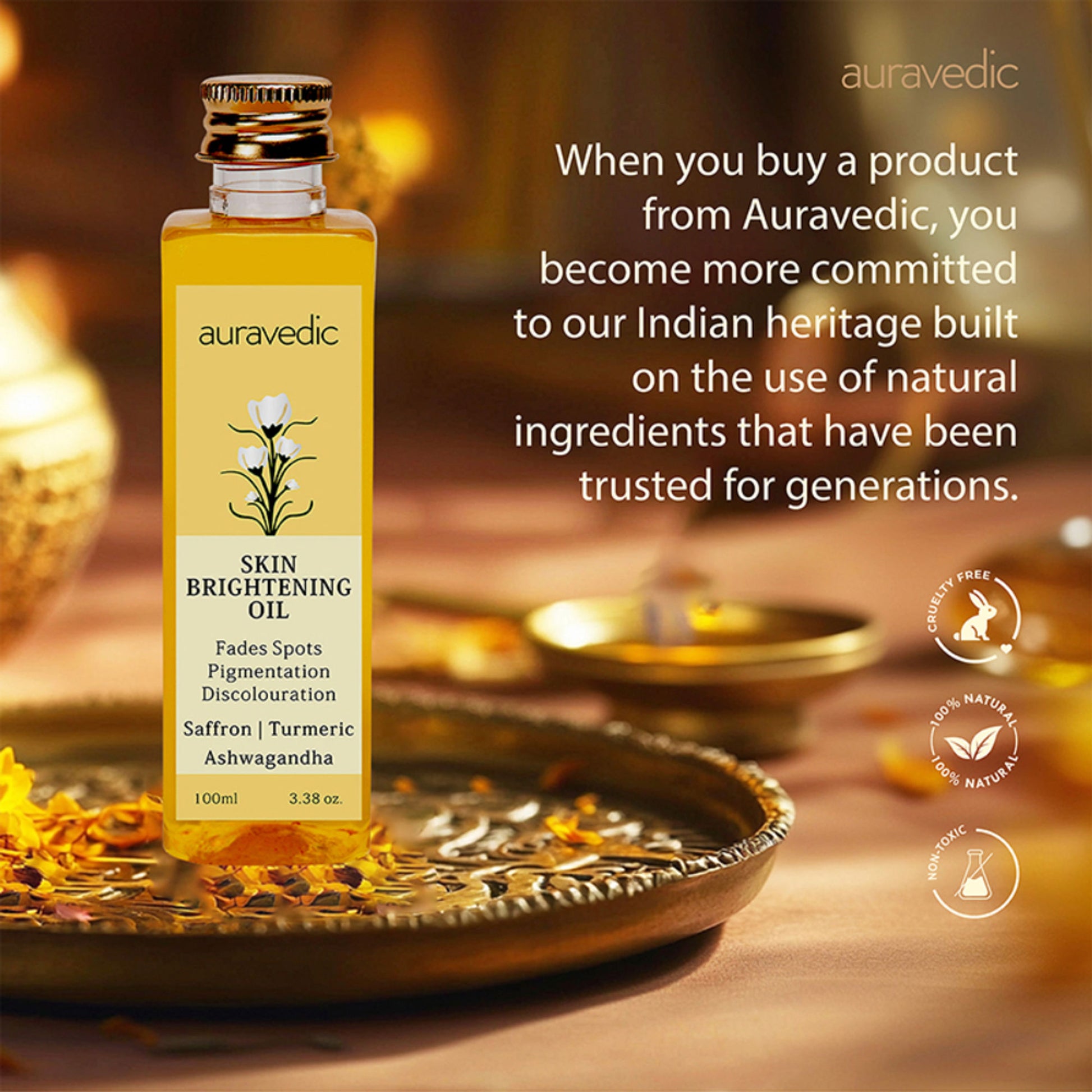 Auravedic Skin Brightening Serum For Pigmentation And Dark Spot Removal Saffron Pigmentation Serum