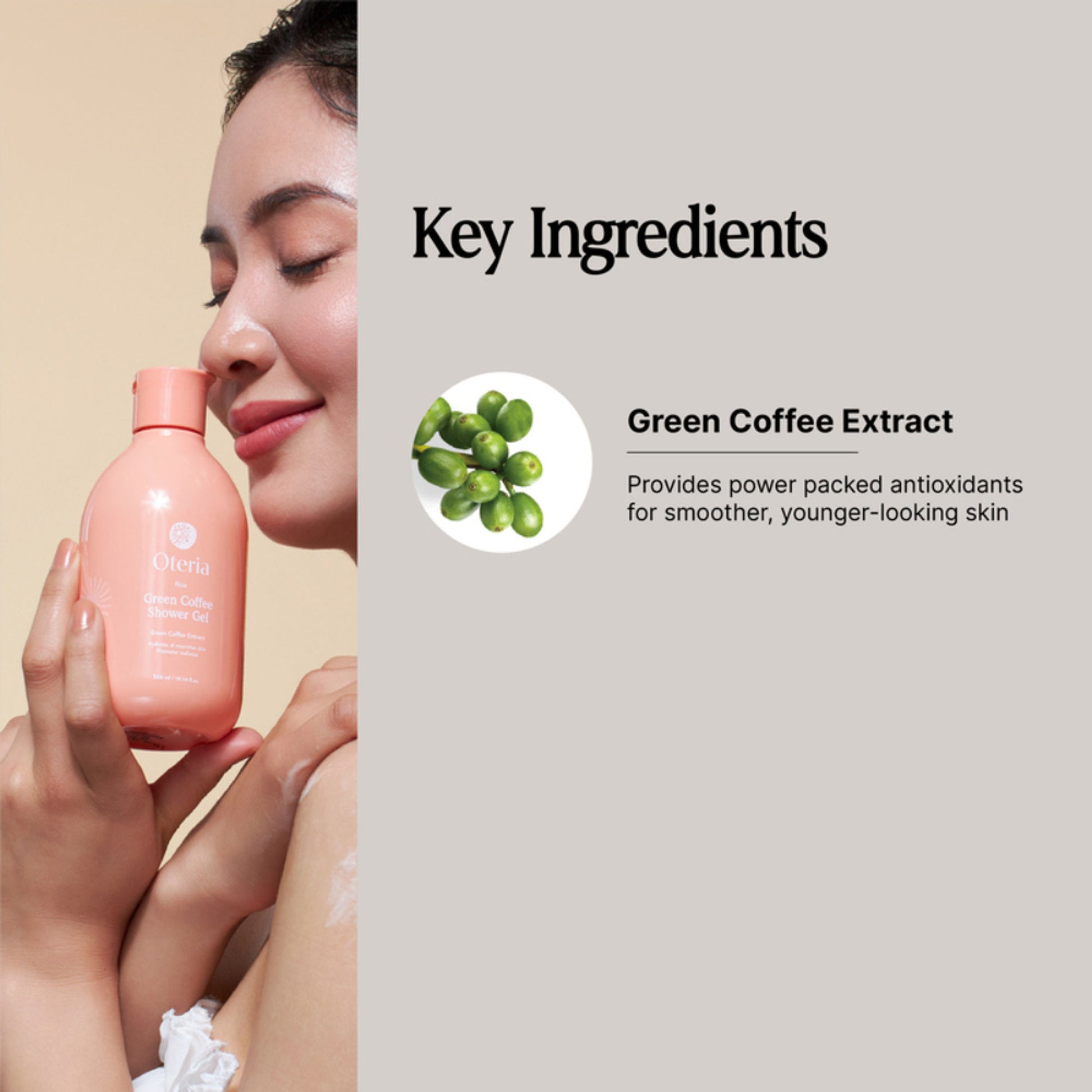 Oteria Green Coffee Body Shower Gel For Skin Radiance And Nourishment For All Skin Types