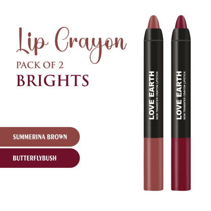 Love Earth Lip Crayon Non-Transfer Lipstick Pack of 2 - Brights