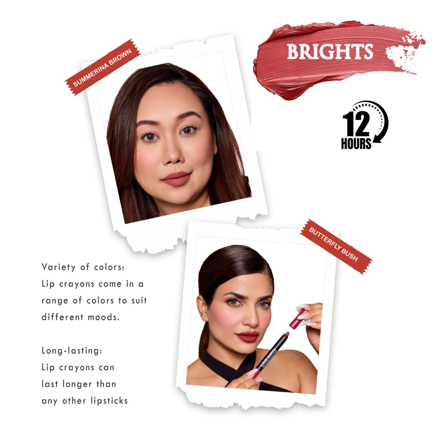 Love Earth Lip Crayon Non-Transfer Lipstick Pack of 2 - Brights