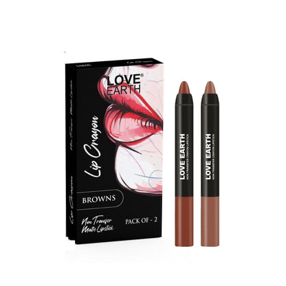 Love Earth Lip Crayon Non-Transfer Lipstick Pack of 2 - Browns