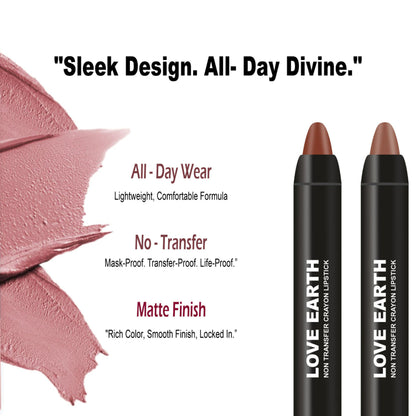 Love Earth Lip Crayon Non-Transfer Lipstick Pack of 2 - Browns