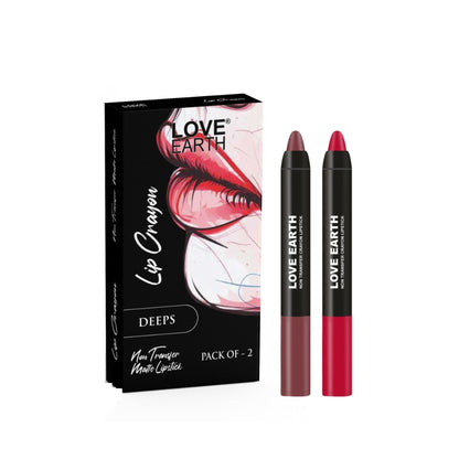 Love Earth Lip Crayon Non-Transfer Lipstick Pack of 2 - Deeps