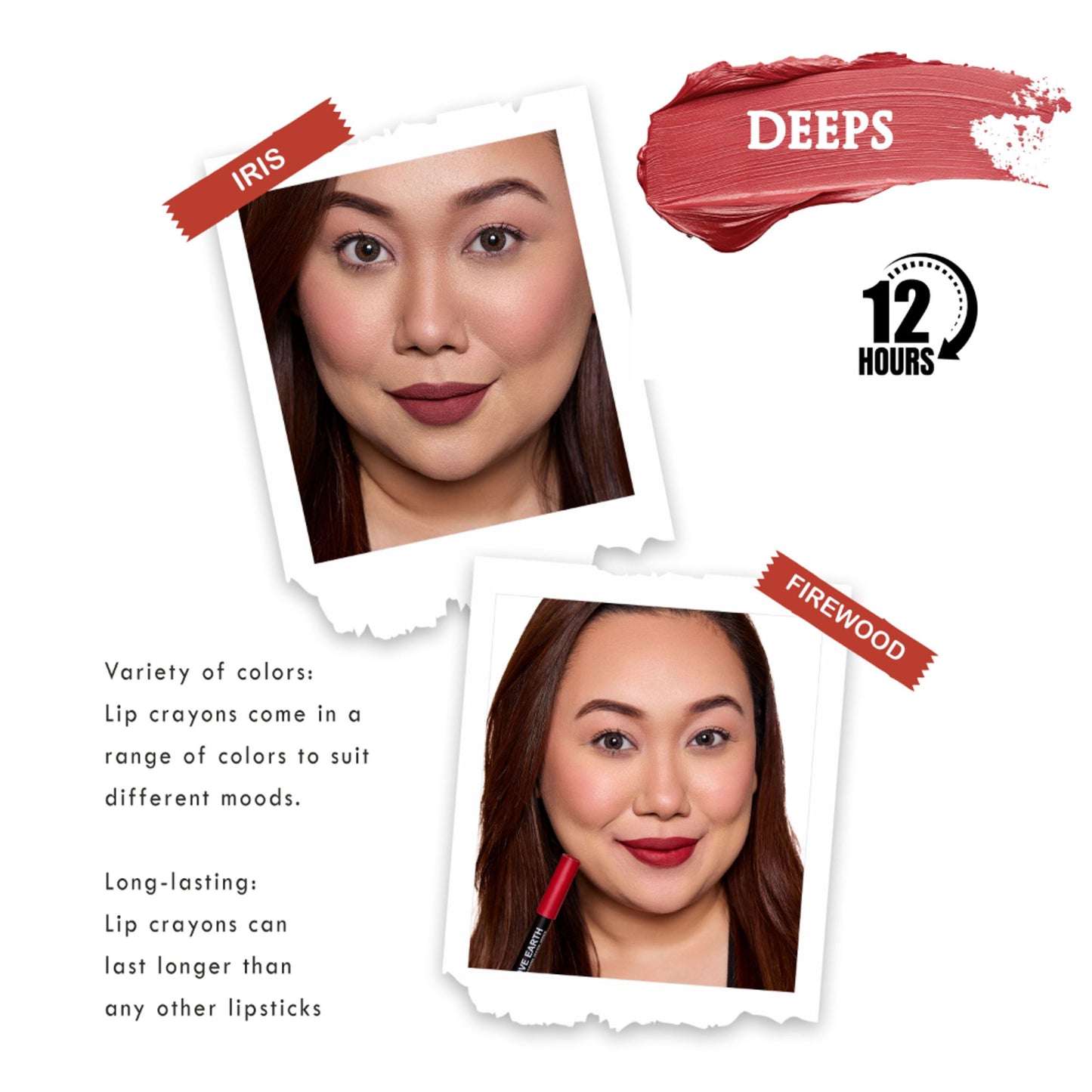 Love Earth Lip Crayon Non-Transfer Lipstick Pack of 2 - Deeps