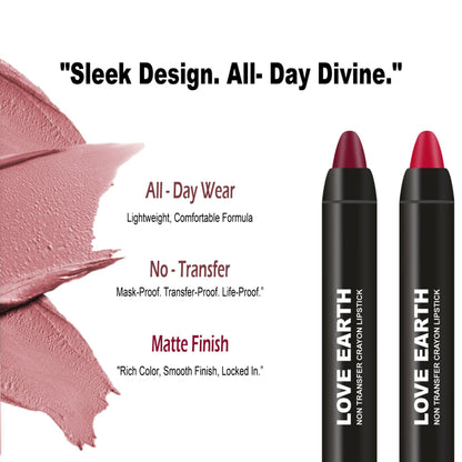 Love Earth Lip Crayon Non-Transfer Lipstick Pack of 2 - Reds