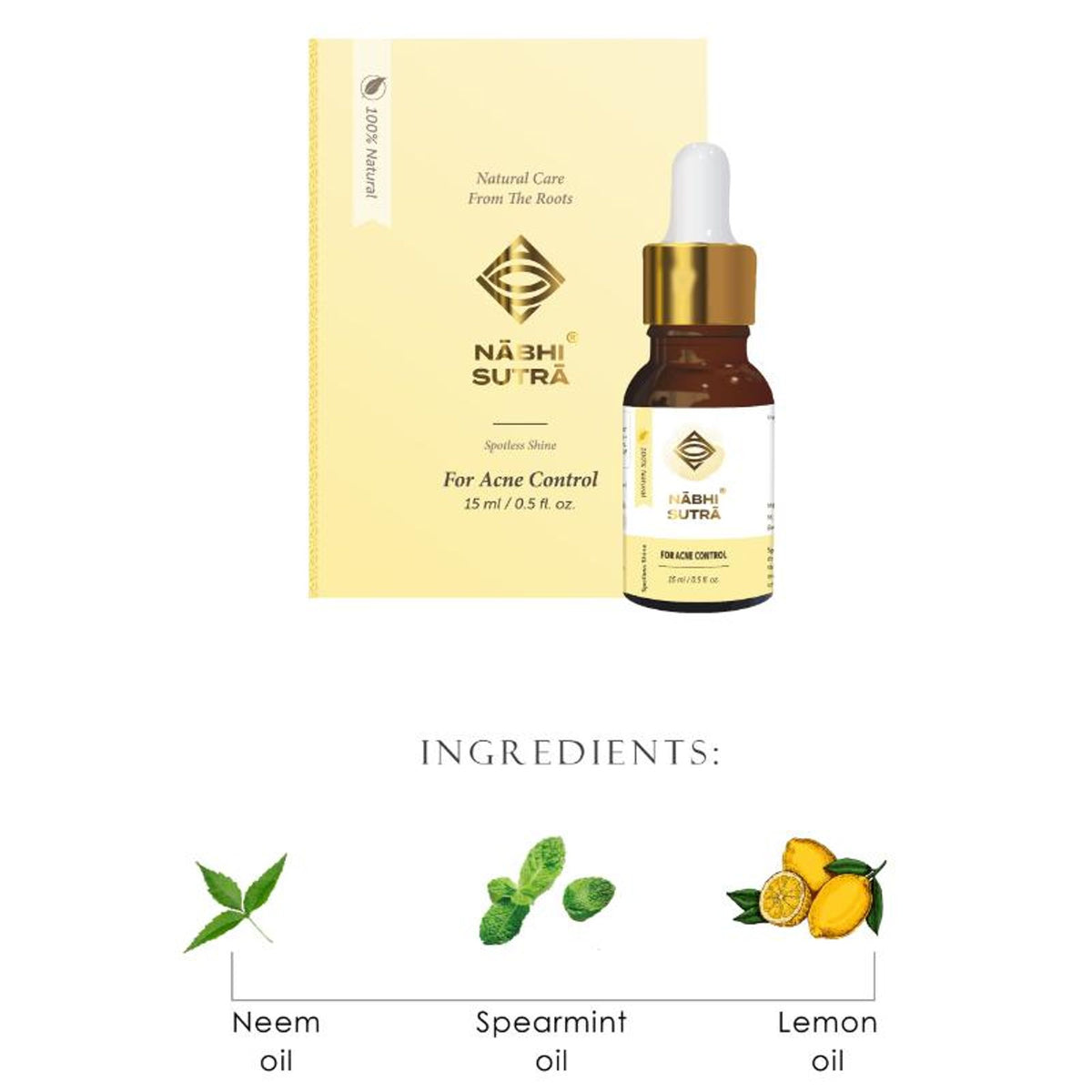 Nabhi Sutra Belly Button Oil for Acne treatment & Dark Spots With Blend Of Lemon Oil, Neem Oil