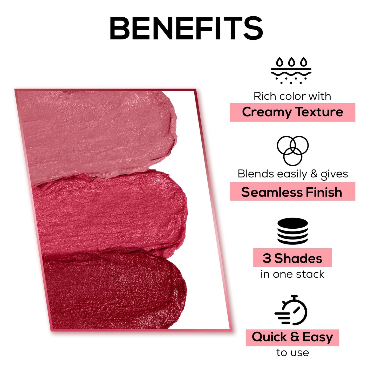 Renee Cosmetics Glam Stack 3 In 1 Lip & Cheek Tint - Pink