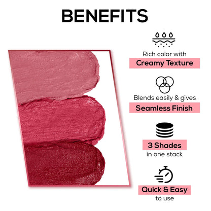 Renee Cosmetics Glam Stack 3 In 1 Lip & Cheek Tint - Pink