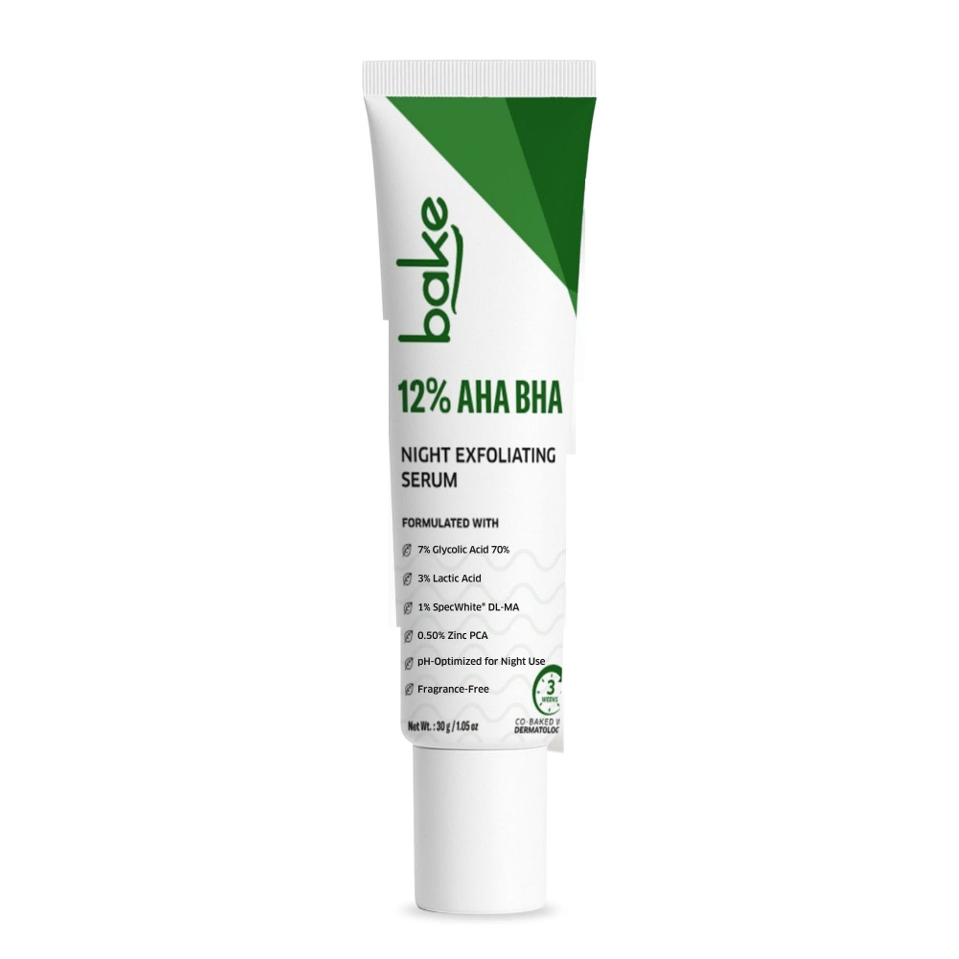 BAKE 12% AHA BHA Night Exfoliating Serum for Pore Refining, Smooth Skin & Cell Turnover