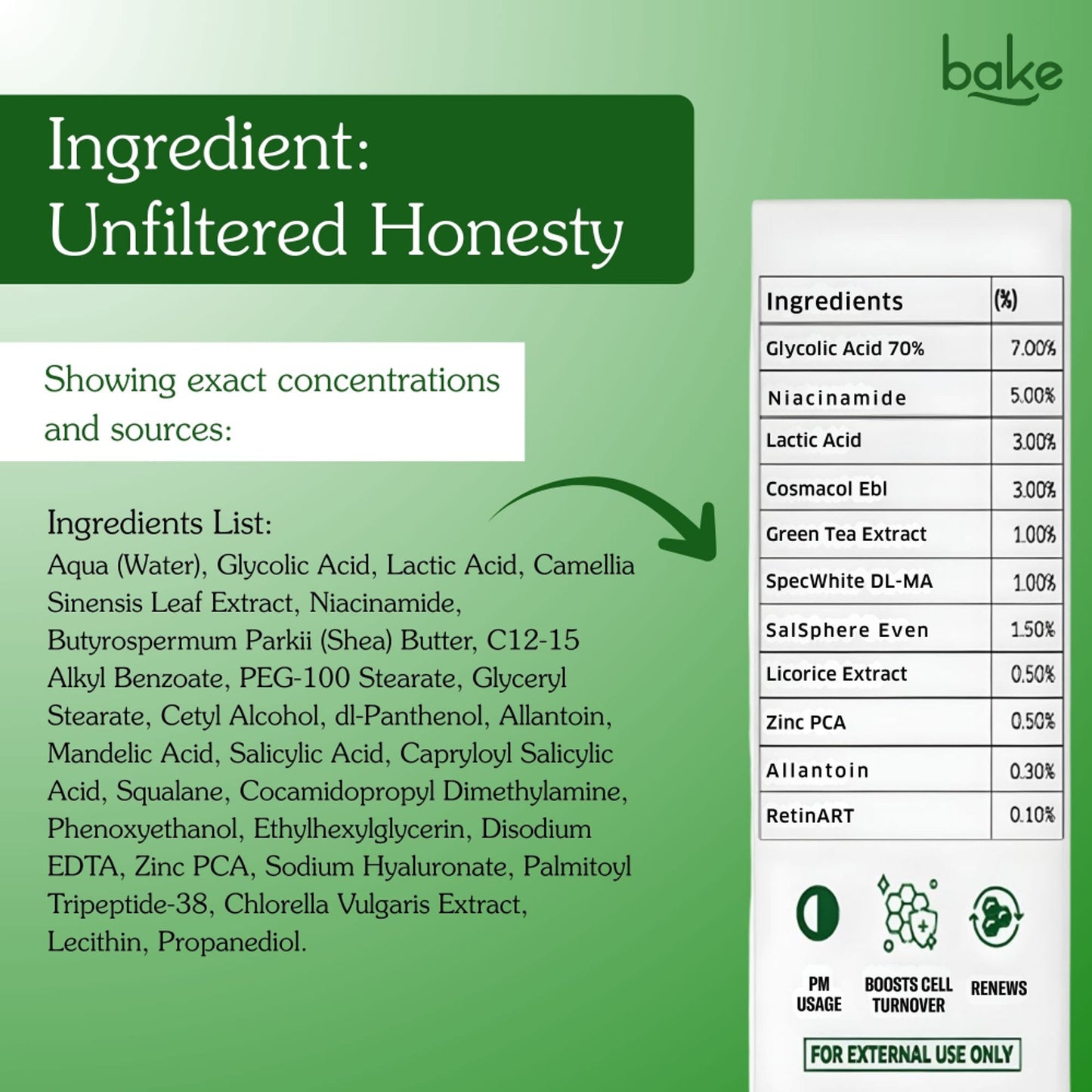 BAKE 12% AHA BHA Night Exfoliating Serum for Pore Refining, Smooth Skin & Cell Turnover