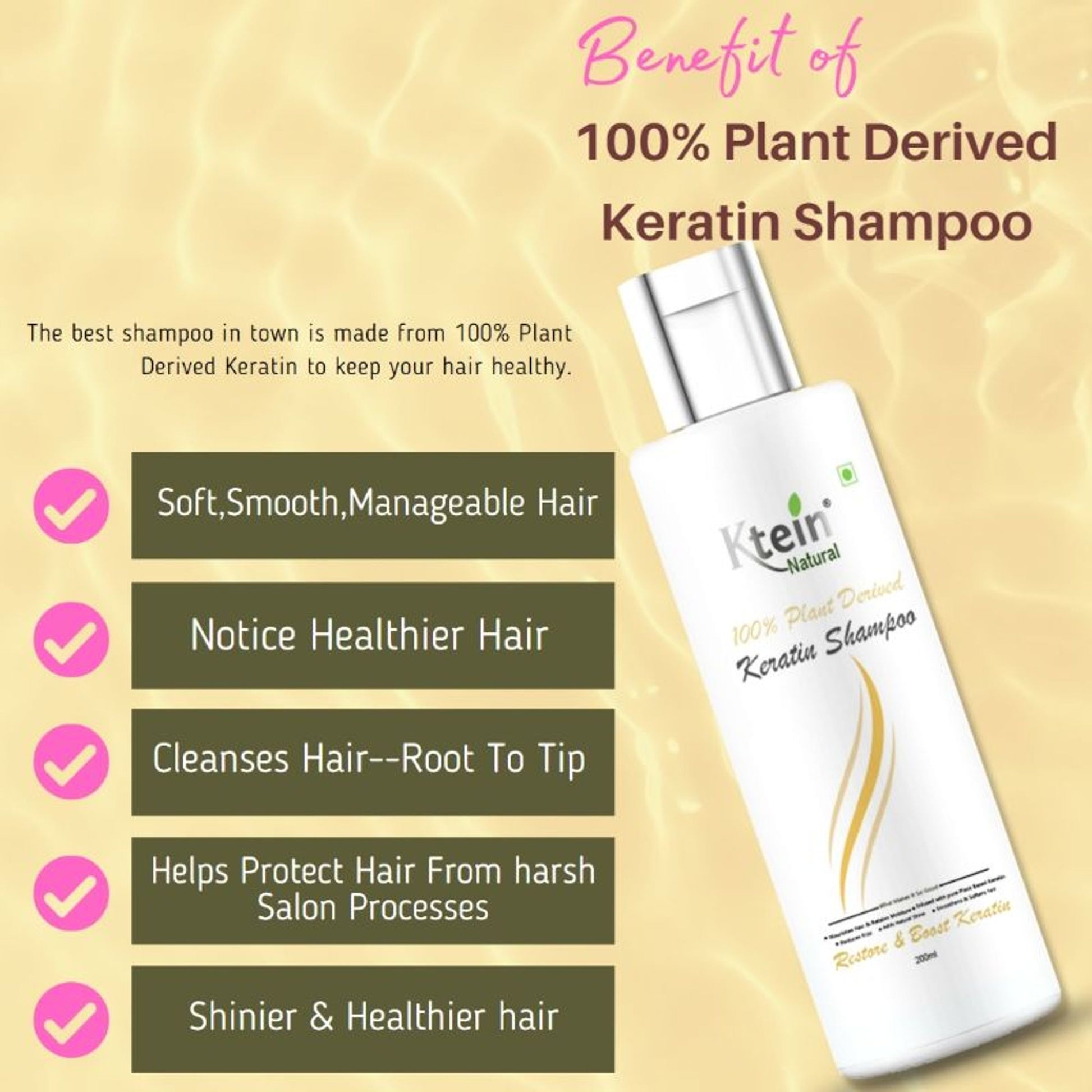 Ktein Nartural 100% Plant Derivred Keratin Shampoo