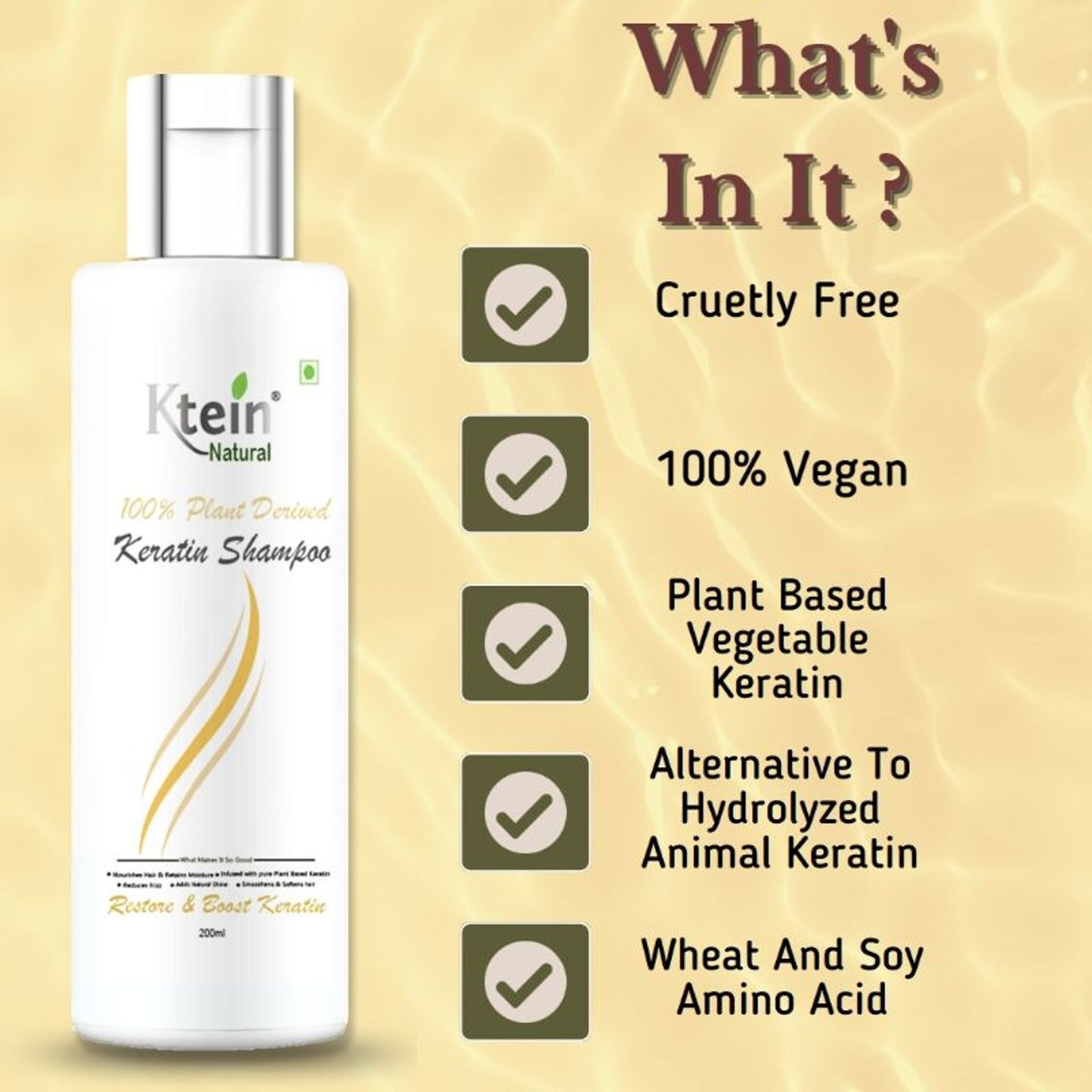 Ktein Nartural 100% Plant Derivred Keratin Shampoo