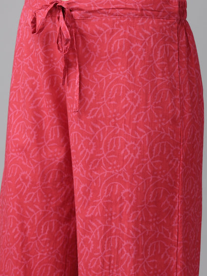 Indyancart IE Women Pink Ethnic Motifs Printed Kurta with Palazzos & With Dupatta