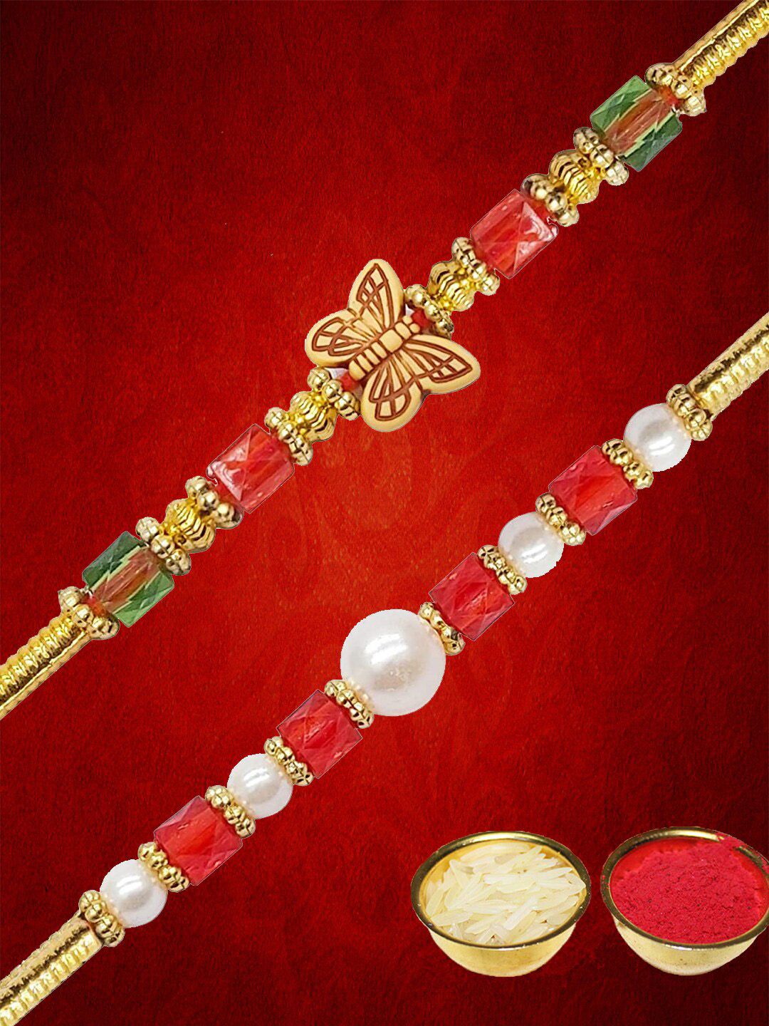 Anouk Unisex Set Of 2 Beaded Thread Rakhi