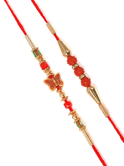 Anouk Set Of 4  Stone Studded Rakhi Greeting Card & Roli Chawal