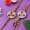 Dhiyona Set Of 2 Brown Beaded Rakhis With Roli Chawal & Greeting Card
