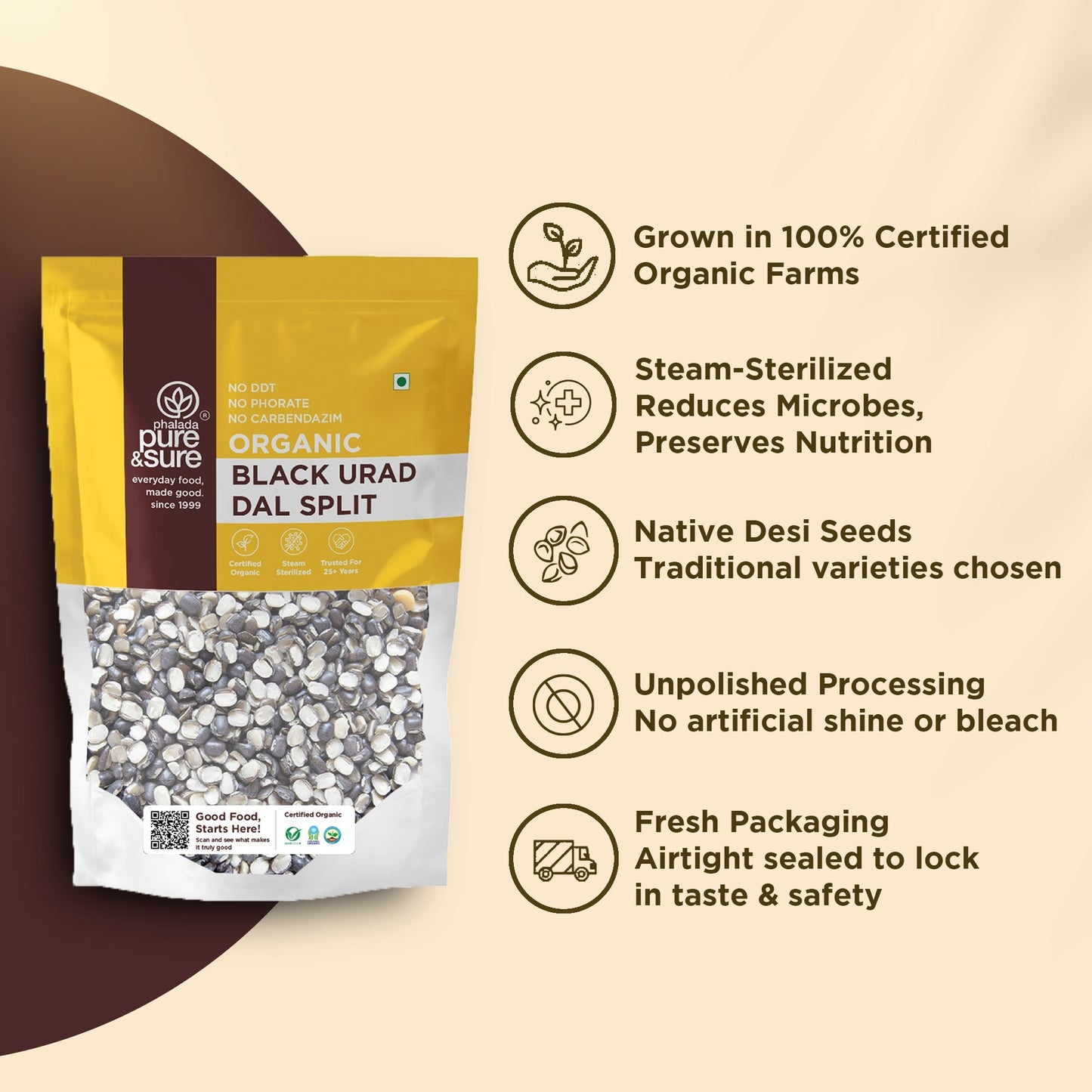 Pure & Sure Organic Black Urad Dal Split