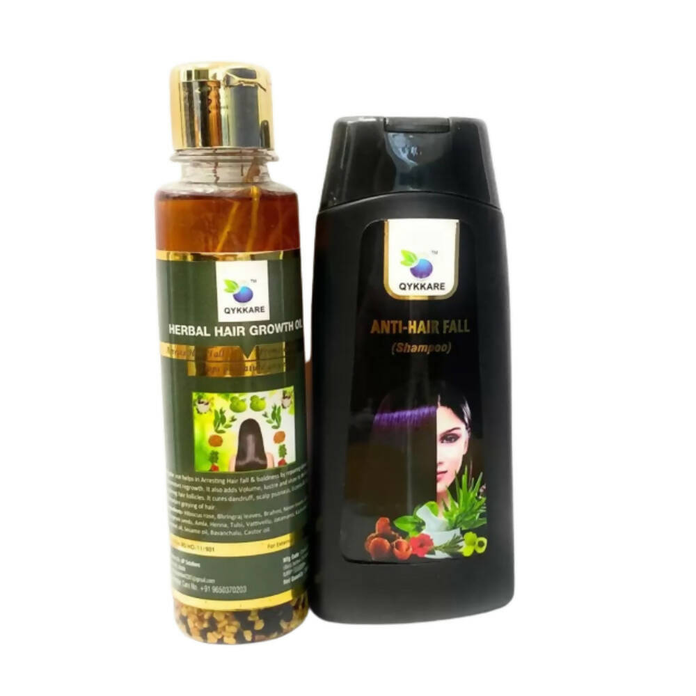 Qykkare Herbal Anti-Hairfall Shampoo & Herbal Hair Growth Oil Combo - Indyancart