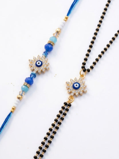 Anouk Set Of 2 Blue Evil Eye Artificial Stones Bhaiya Bhabhi Rakhi