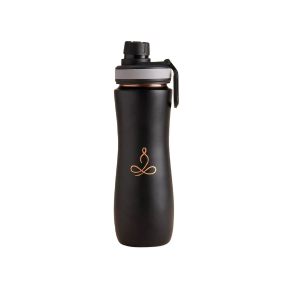 Isha Life copper water bottle with 700 ml capacity, featuring a sleek design and a screw-on lid for easy use.