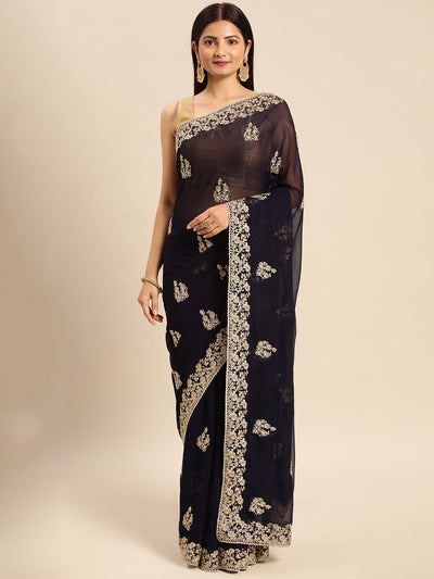 Indyancart KS Women's Embroidered Ethnic Saree