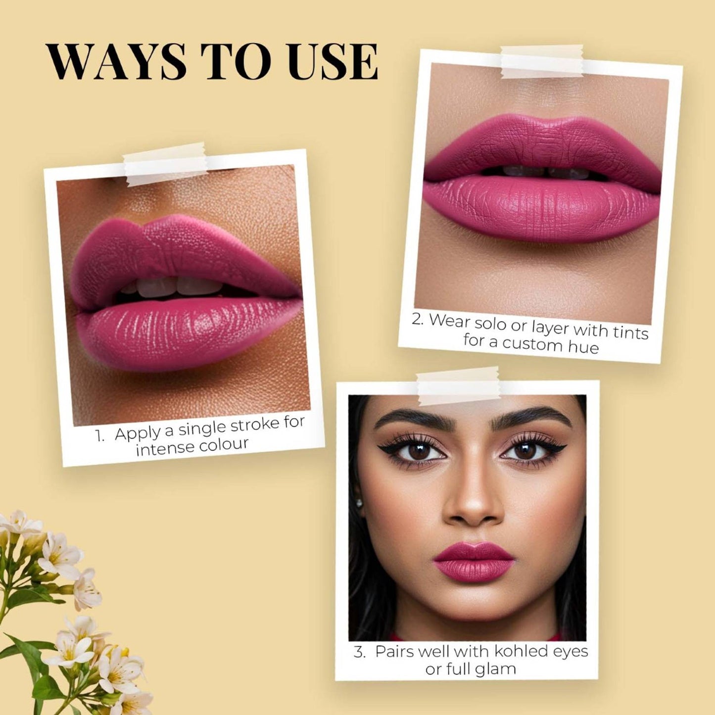 Just Herbs Herb Enriched Matte Liquid Lipstick Set Of 3 - Bright Look