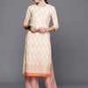 Dhiyona IE Ethnic Motifs Foil Printed Pure Cotton Straight Kurta