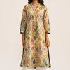 Women's Moss Green and Mustard Cotton Kurta