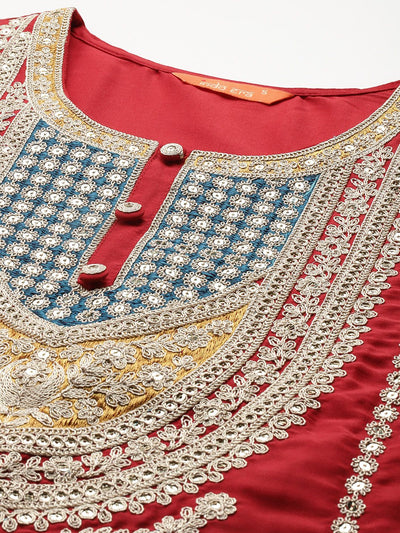 Dhiyona IE Ethnic Motifs Embroidered Kurta with Trousers & With Dupatta