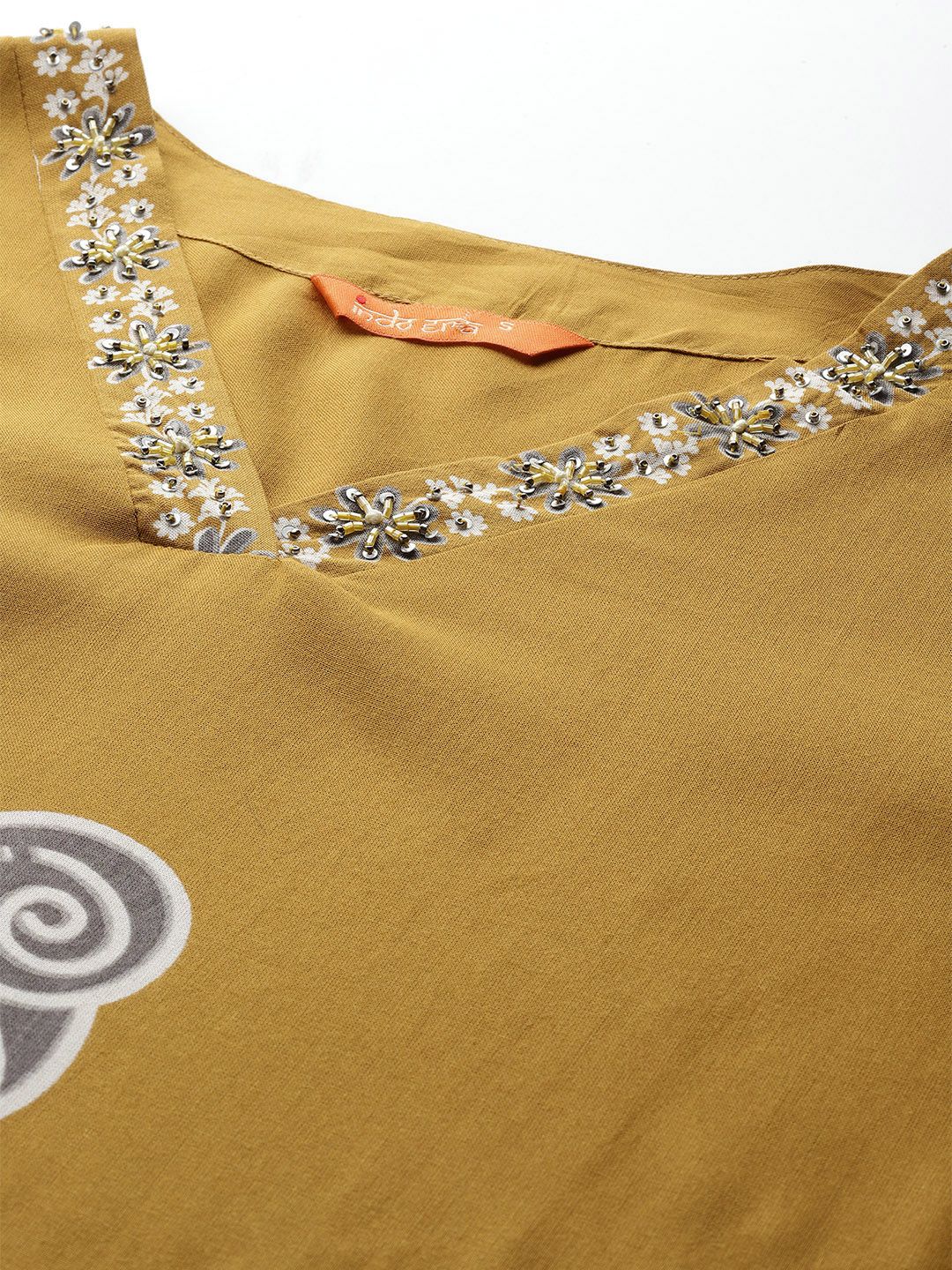 Indyancart IE Quirky Printed Beads & Stones Kurta with Salwar