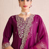 Dhiyona IE Women Floral Embroidered Regular Sequinned Liva Kurta with Trousers & With Dupatta