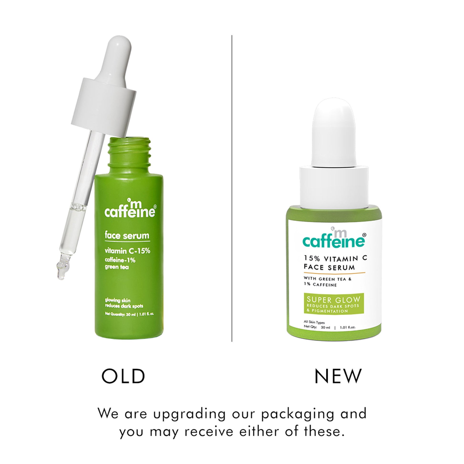 MCaffeine 15% Vitamin C Face Serum for Glowing Skin with Green Tea - Reduces Dark Spots & Depigments