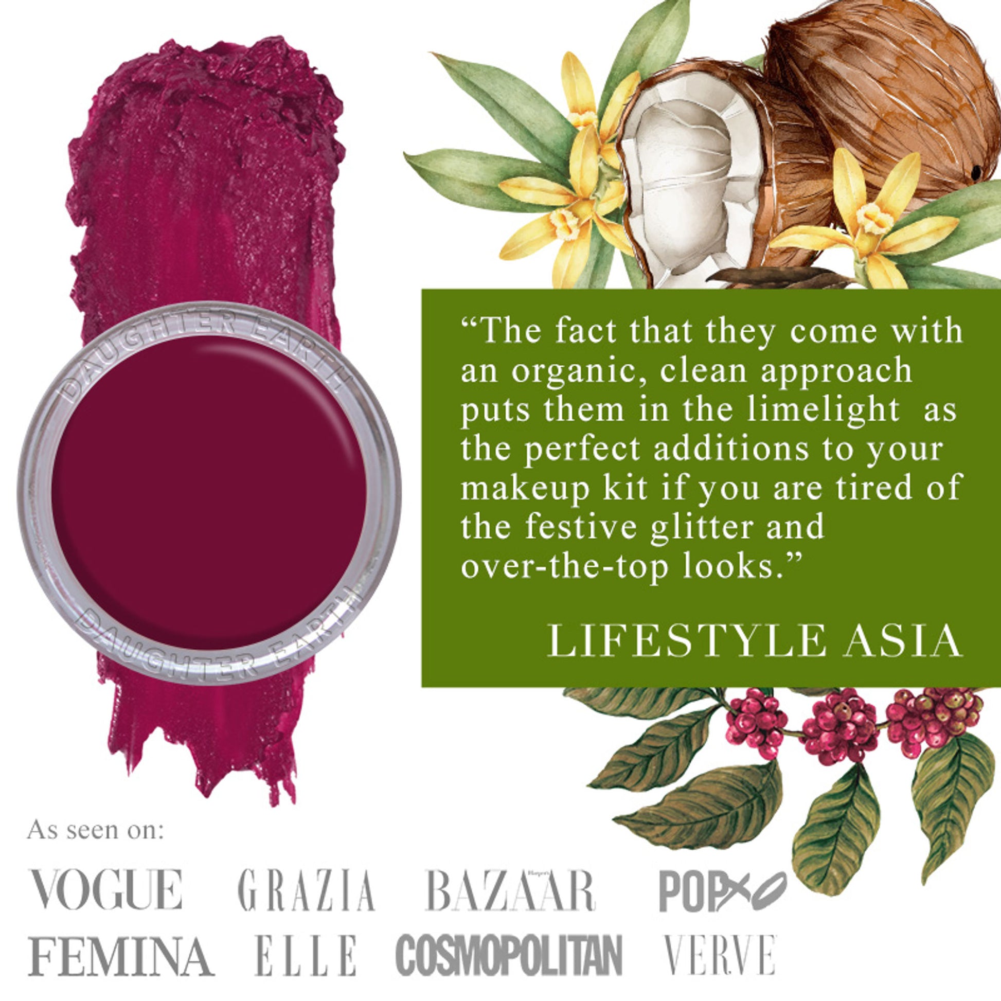 Daughter Earth 100% Vegan Lip & Cheek Tint - Fonce Red