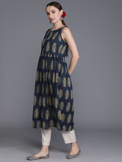 Indyancart IE Women Ethnic Motifs Printed A-Line Kurta