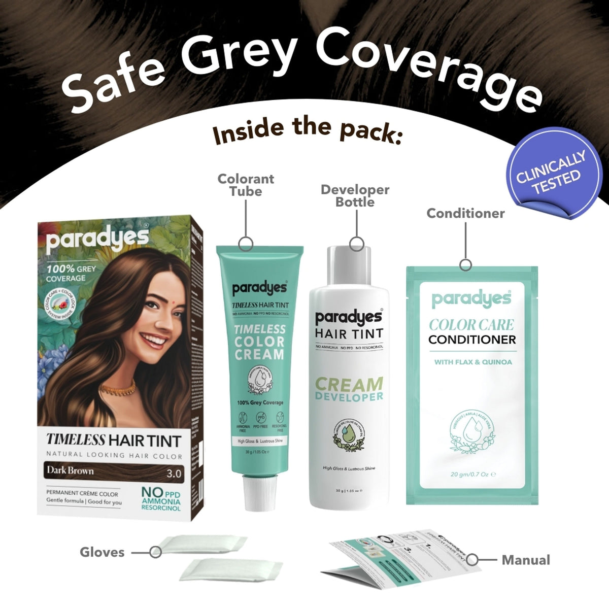 Paradyes Mini Root Touch Up Timeless Permanent Creme Hair Colour - 3.0 Dark Brown